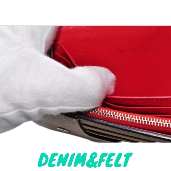 ♥️CELINE Porte Tresore International Long Leather Beige/Red Zip Around Wallet🤎 - Picture 8 of 12